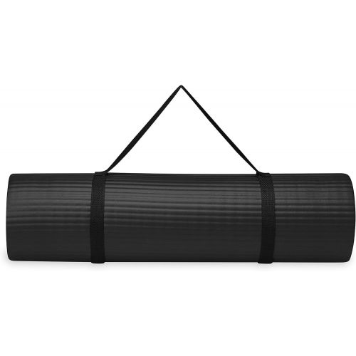  Gaiam Essentials Thick Yoga Mat Fitness & Exercise Mat with Easy-Cinch Yoga Mat Carrier Strap, 72L x 24W x 2/5 Inch Thick