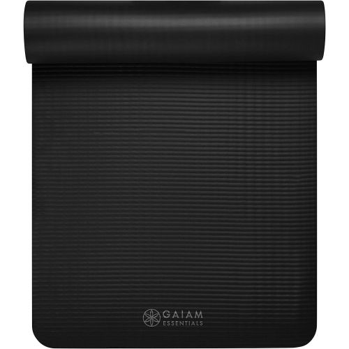  Gaiam Essentials Thick Yoga Mat Fitness & Exercise Mat with Easy-Cinch Yoga Mat Carrier Strap, 72L x 24W x 2/5 Inch Thick