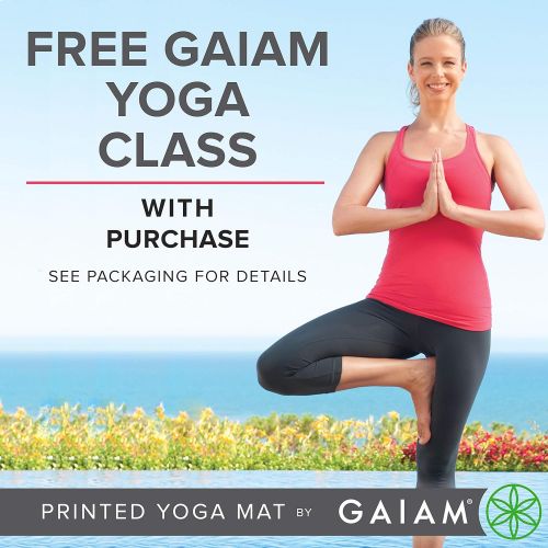 Gaiam Yoga Mat - Premium 6mm Print Extra Thick Non Slip Exercise & Fitness Mat for All Types of Yoga, Pilates & Floor Workouts (68L x 24W x 6mm Thick)
