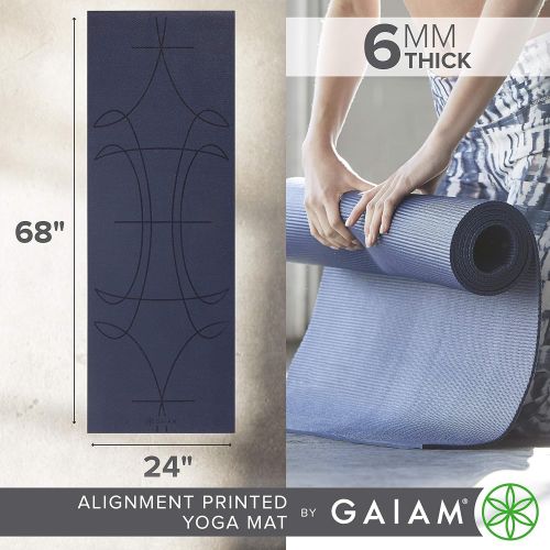  Gaiam Yoga Mat - Premium 6mm Print Extra Thick Non Slip Exercise & Fitness Mat for All Types of Yoga, Pilates & Floor Workouts (68L x 24W x 6mm Thick)