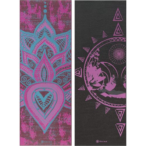  Gaiam Yoga Mat - Premium 6mm Print Reversible Extra Thick Non Slip Exercise & Fitness Mat for All Types of Yoga, Pilates & Floor Workouts (68 x 24 x 6mm Thick)