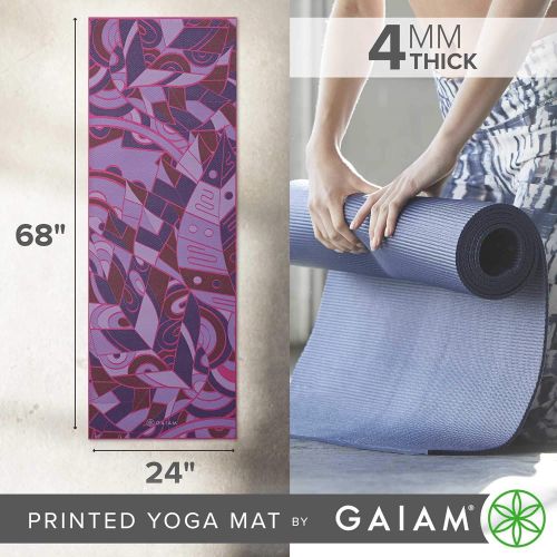  Gaiam Print Yoga Mat, Non Slip Exercise & Fitness Mat for All Types of Yoga, Pilates & Floor Exercises