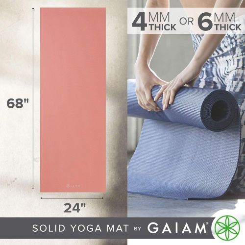  Gaiam Premium Solid Yoga Mat, Light Blue, 5mm