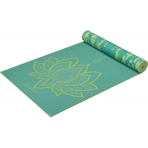  Gaiam Yoga Mat - Premium 6mm Print Reversible Extra Thick Exercise & Fitness Mat for All Types of Yoga, Pilates & Floor Exercises (68 x 24 x 6mm Thick)