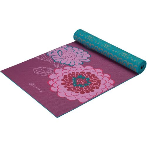  Gaiam Yoga Mat - Premium 6mm Print Reversible Extra Thick Exercise & Fitness Mat for All Types of Yoga, Pilates & Floor Exercises (68 x 24 x 6mm Thick)