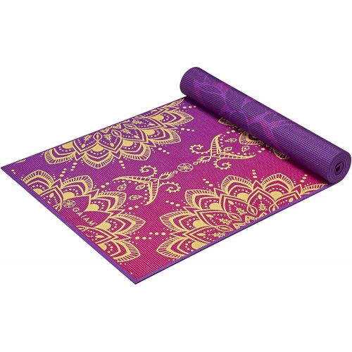  Gaiam Yoga Mat - Premium 6mm Print Reversible Extra Thick Exercise & Fitness Mat for All Types of Yoga, Pilates & Floor Exercises (68 x 24 x 6mm Thick)