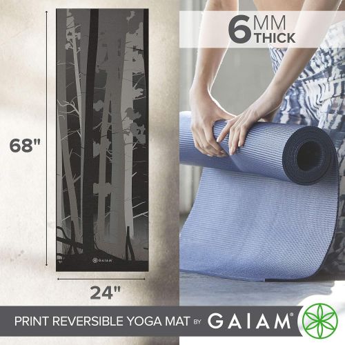  Gaiam Yoga Mat - Premium 6mm Print Reversible Extra Thick Exercise & Fitness Mat for All Types of Yoga, Pilates & Floor Exercises (68 x 24 x 6mm Thick)