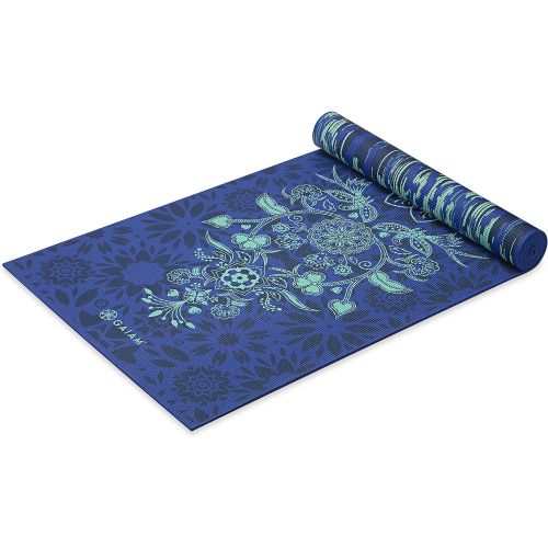  Gaiam Yoga Mat - Premium 6mm Print Reversible Extra Thick Exercise & Fitness Mat for All Types of Yoga, Pilates & Floor Exercises (68 x 24 x 6mm Thick)