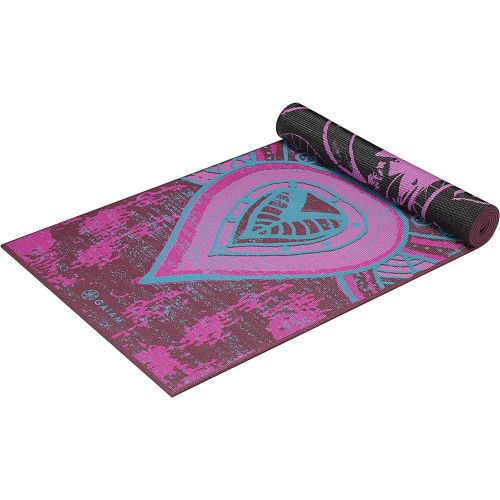  Gaiam Yoga Mat - Premium 6mm Print Reversible Extra Thick Exercise & Fitness Mat for All Types of Yoga, Pilates & Floor Exercises (68 x 24 x 6mm Thick)