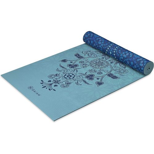  Gaiam Yoga Mat - Premium 6mm Print Reversible Extra Thick Exercise & Fitness Mat for All Types of Yoga, Pilates & Floor Exercises (68 x 24 x 6mm Thick)