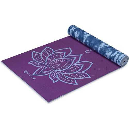  Gaiam Yoga Mat - Premium 6mm Print Reversible Extra Thick Exercise & Fitness Mat for All Types of Yoga, Pilates & Floor Exercises (68 x 24 x 6mm Thick)