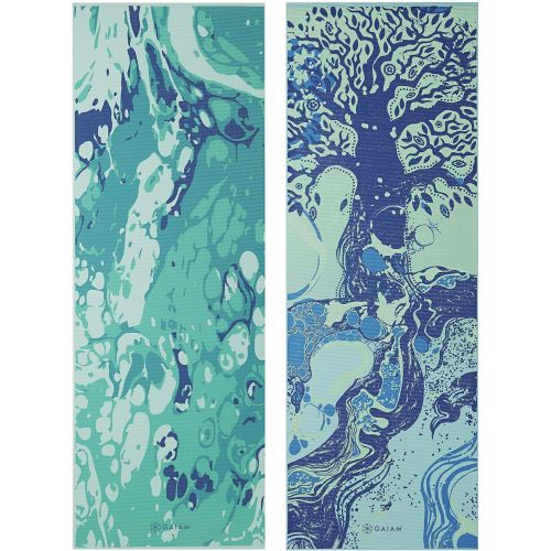  Gaiam Yoga Mat - Premium 6mm Print Reversible Extra Thick Exercise & Fitness Mat for All Types of Yoga, Pilates & Floor Exercises (68 x 24 x 6mm Thick)