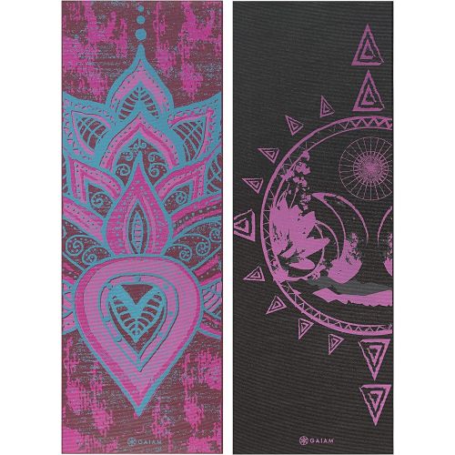  Gaiam Yoga Mat - Premium 6mm Print Reversible Extra Thick Exercise & Fitness Mat for All Types of Yoga, Pilates & Floor Exercises (68 x 24 x 6mm Thick)