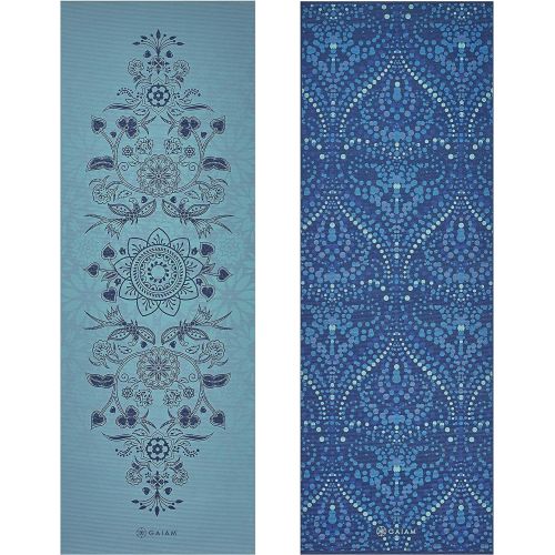  Gaiam Yoga Mat - Premium 6mm Print Reversible Extra Thick Exercise & Fitness Mat for All Types of Yoga, Pilates & Floor Exercises (68 x 24 x 6mm Thick)