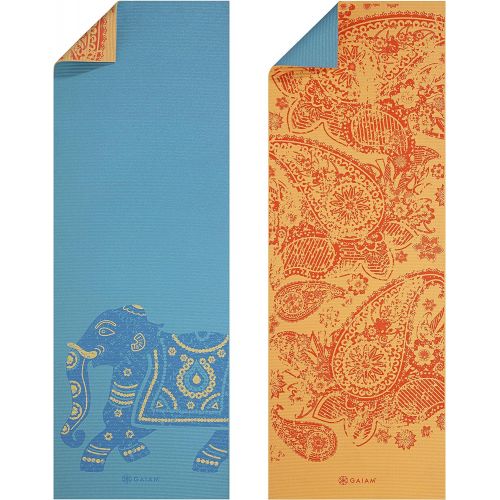  Gaiam Yoga Mat - Premium 6mm Print Reversible Extra Thick Exercise & Fitness Mat for All Types of Yoga, Pilates & Floor Exercises (68 x 24 x 6mm Thick)