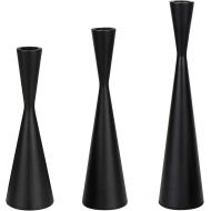 Gails Willing Set of 3 Matte Black Metal Taper Candlesticks Candleholder, Vintage Mid-Century Modern Candlestick Home Farmhouse Cabin Lodge Table Mantel Wedding Centerpiece Candle Holders