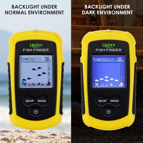  Gain Express Lucky FFCW-1108-1 Wireless Fish Finder Sonar, TNAnti-UV LCD Display Fishfinder Backlight for Night Fishing, Turbid Water Reservoir Sea River Lake Boat Kayak Ice