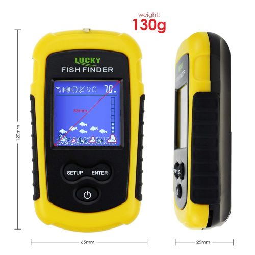  Gain Express Lucky FFCW-1108-1 Wireless Fish Finder Sonar, TNAnti-UV LCD Display Fishfinder Backlight for Night Fishing, Turbid Water Reservoir Sea River Lake Boat Kayak Ice