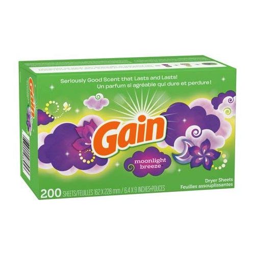  Gain Fabric Softener Dryer Sheets, Moonlight Breeze, 200 Little Sheets (Pack Of 2)