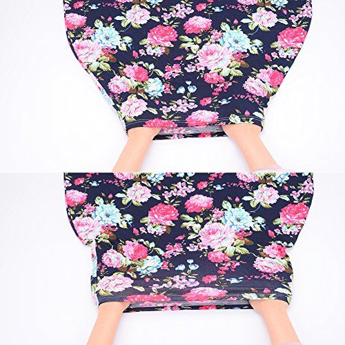  [아마존베스트]Galabloomer Baby Car Seat Cover Breastfeeding Cover Carseat Covers for Girls and Boys (Navy Blue Rose)