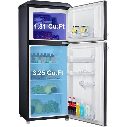  Galanz GLR46TBKER Retro Compact Refrigerator with Freezer Mini Fridge with Dual Door, Adjustable Mechanical Thermostat, 4.6 Cu Ft, Black