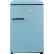 Galanz GLR25MBER10 Retro Compact Refrigerator, Mini Fridge with Single Doors, Adjustable Mechanical Thermostat with Chiller, Blue, 2.5 Cu Ft