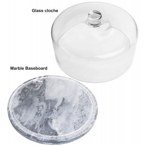  Galashield Marble Cake Stand with Glass Cover Dome