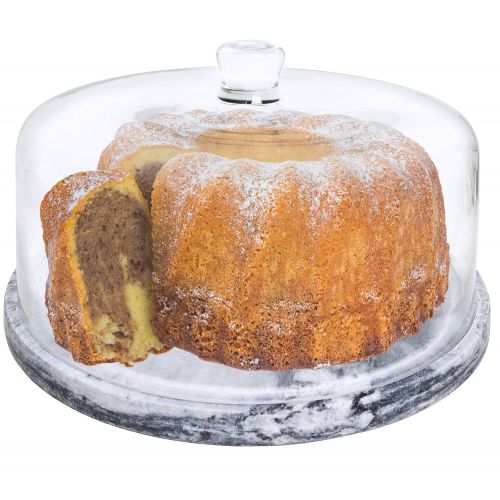  Galashield Marble Cake Stand with Glass Cover Dome