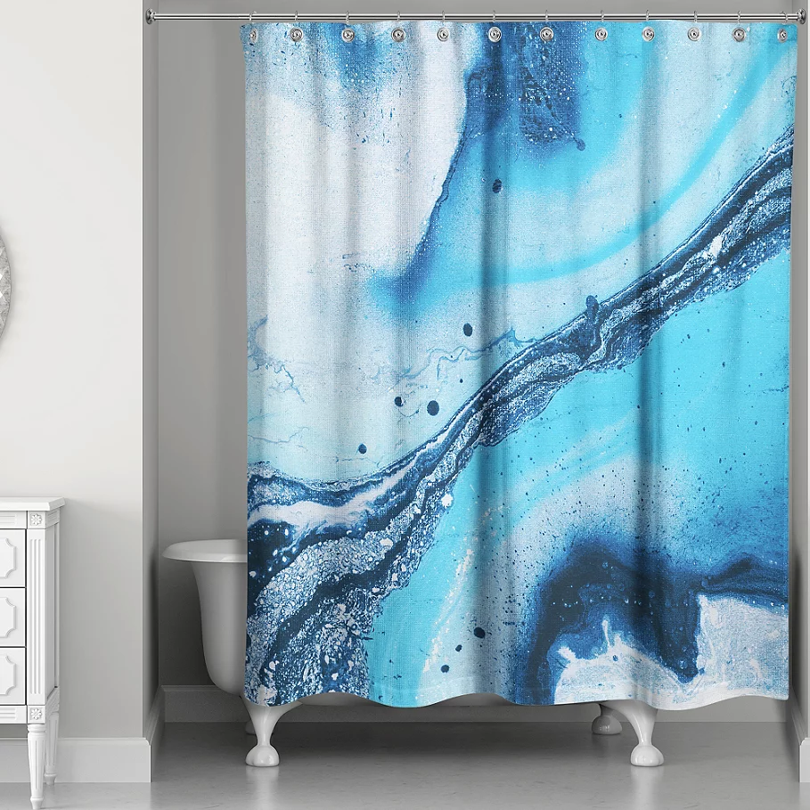  Galaxy Marble Shower Curtain in Blue