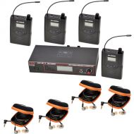 Galaxy Audio AS-1200 Band Pack Wireless In-Ear Monitor System with 4 Receivers & EB10 Earbuds (N: 518 to 542)