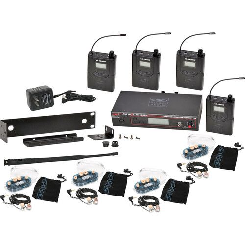  Galaxy Audio AS-1200 Band Pack Wireless In-Ear Monitor System with 4 Receivers & EB6 Earbuds (P4: 470 to 494 MHz)