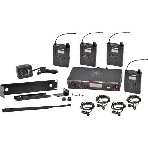  Galaxy Audio AS-1200 Band Pack Wireless In-Ear Monitor System with 4 Receivers & EB4 Earbuds (P4: 470 to 494 MHz)