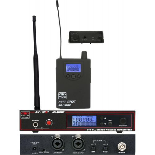  Galaxy Audio AS-1100-4 Band Pack Wireless In-Ear Monitor System, Code D (584MHz - 607MHz)