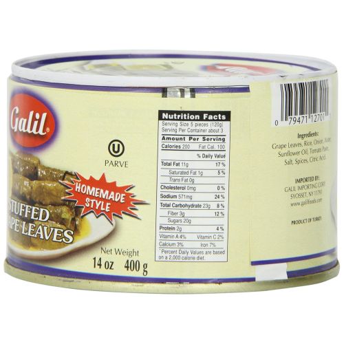  Galil Stuffed Grape Leaves Non-GMO, 14-Ounce Cans (Pack of 12)