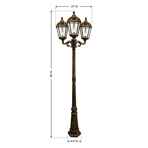  Gama Sonic GS-98B-S-WB Royal Bulb Lamp Post Outdoor Solar Light Fixture and Pole, Single, Weathered Bronze