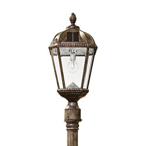  Gama Sonic GS-98B-S-WB Royal Bulb Lamp Post Outdoor Solar Light Fixture and Pole, Single, Weathered Bronze