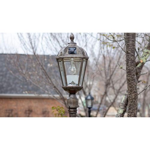  Gama Sonic GS-98B-S-WB Royal Bulb Lamp Post Outdoor Solar Light Fixture and Pole, Single, Weathered Bronze