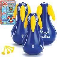 Gamba Inflatable Lawn Darts Game - Indoor Family Games for Kids and Adults - 3 XL Inflatable Floor Darts with 2 Sided Playing Mat and 4 Pegs, Easy to Set-Up Safe Outdoor & Indoor Games f