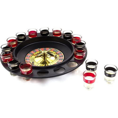  [아마존베스트]Game Night Shot Glass Roulette - Drinking Game Set (2 Balls and 16 Glasses)