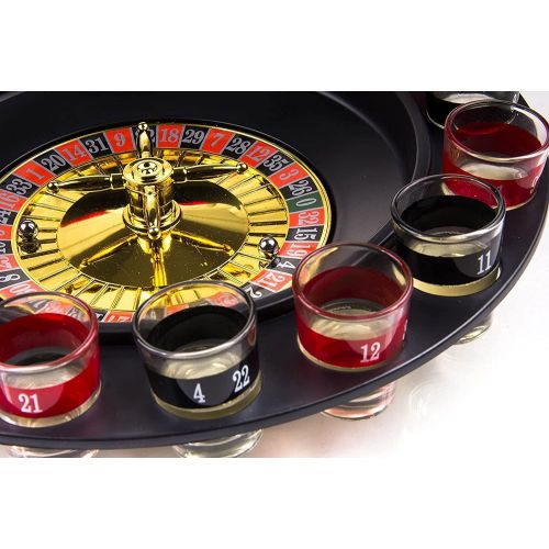  [아마존베스트]Game Night Shot Glass Roulette - Drinking Game Set (2 Balls and 16 Glasses)