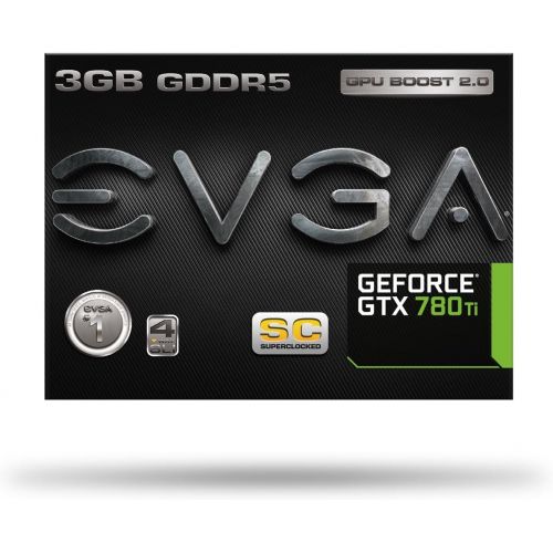  EVGA GeForce GTX 780 Ti Superclocked, 3GB, 3072MB,GDDR5 384bit, Dual-Link DVI-I, DVI-D, HDMI,DP, SLI Ready Graphics Card (03G-P4-2883-KR)