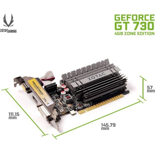  ZOTAC GeForce GT 730 Zone Edition 4GB DDR3 PCI Express 2.0 x16 (x8 lanes) Graphics Card (ZT-71115-20L)