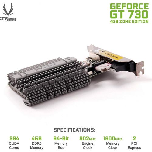  ZOTAC GeForce GT 730 Zone Edition 4GB DDR3 PCI Express 2.0 x16 (x8 lanes) Graphics Card (ZT-71115-20L)