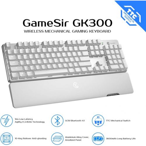  [아마존 핫딜] [아마존핫딜]GameSir GK300 Wireless Gaming Keyboard,Connect with 2.4GHz Wireless&Bluetooth,TTC Mechanical Switches, LED Backlit 104 Keys