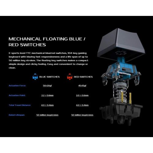  GameSir GK300 Wireless Mechanical Gaming Keyboard 2.4 GHz Dongle + Blutooth Connectivity, Backlit RGB LED, 104 TTC Blue Switches Full Keyboard for PC/iOS/iPad/Android Phone/Laptop