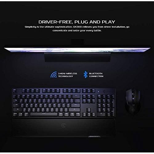  [아마존베스트]GameSir GK300 Wireless Mechanical Gaming Keyboard 2.4 GHz + Blutooth Connectivity, 1ms Low Latency, Aluminium Alloy Top Plate, Anti-ghosting for PC/iOS/iPad/Android Smartphone/Lapt