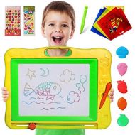 [아마존베스트]Gamenote Large Magnetic Drawing Board Education Doodle Toys for Kids, Colorful Erasable Magnet Writing Sketching Pad for Toddlers Learning (Yellow)