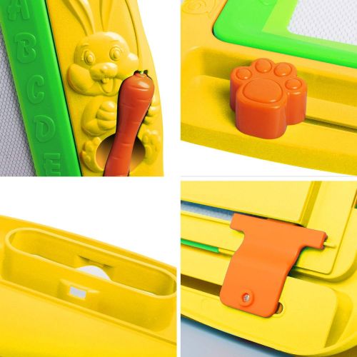  [아마존베스트]Gamenote Large Magnetic Drawing Board Education Doodle Toys for Kids, Colorful Erasable Magnet Writing Sketching Pad for Toddlers Learning (Yellow)