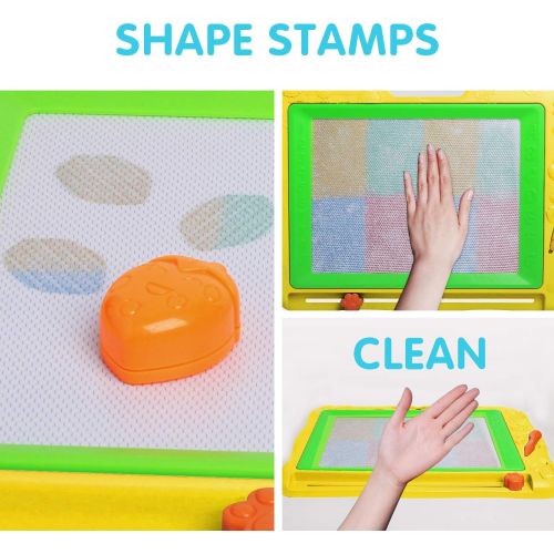  [아마존베스트]Gamenote Large Magnetic Drawing Board Education Doodle Toys for Kids, Colorful Erasable Magnet Writing Sketching Pad for Toddlers Learning (Yellow)