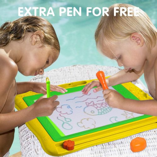  [아마존베스트]Gamenote Large Magnetic Drawing Board Education Doodle Toys for Kids, Colorful Erasable Magnet Writing Sketching Pad for Toddlers Learning (Yellow)